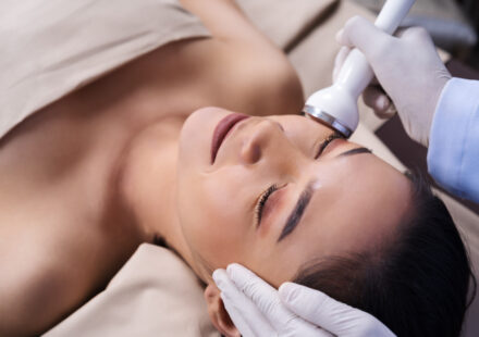 Woman getting a facelift