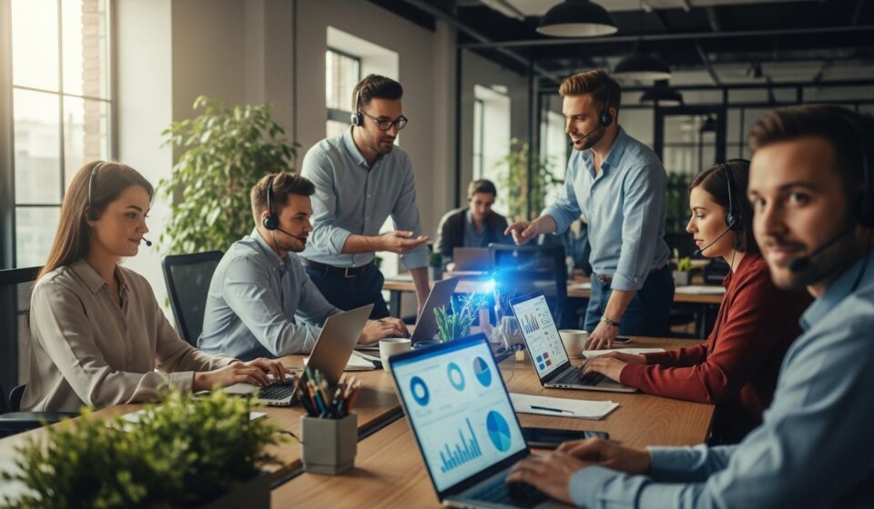 Team using Hosted phone system UK for seamless communication