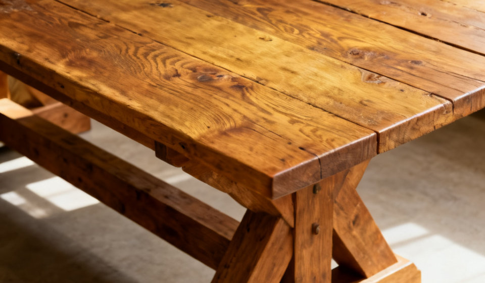 large wooden dining table