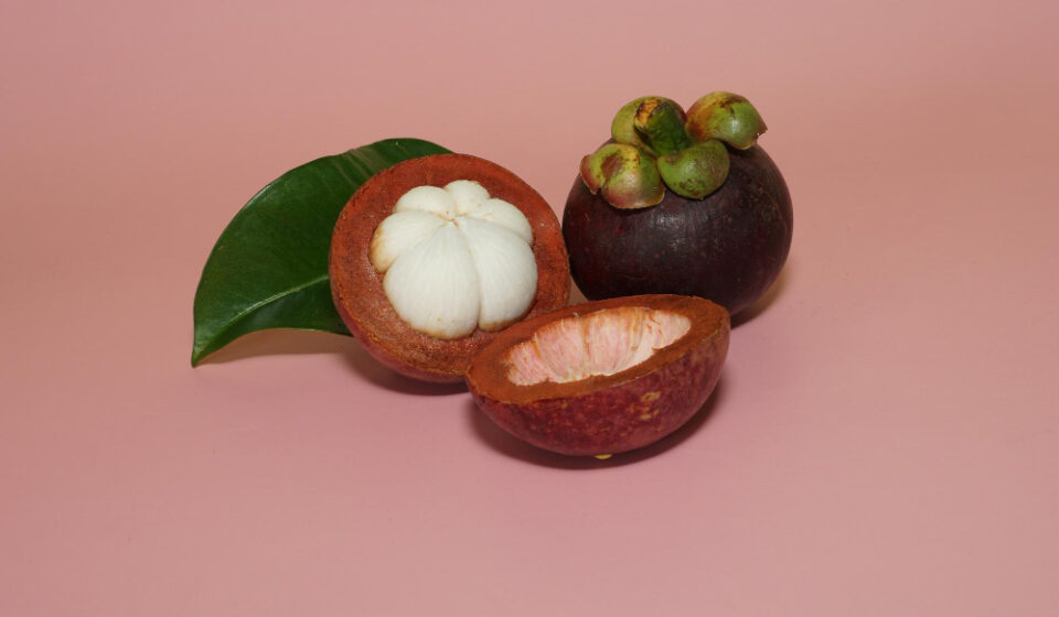 mangosteen with old rose background