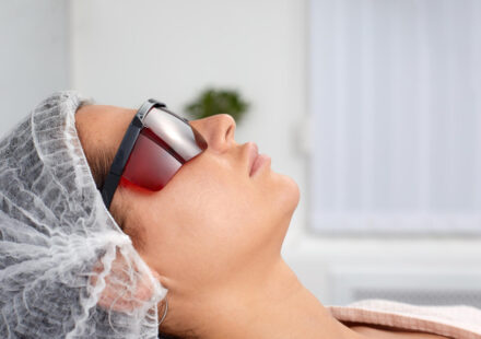 woman in a clinic getting ready for a treatment