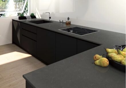 black kitchen worktops