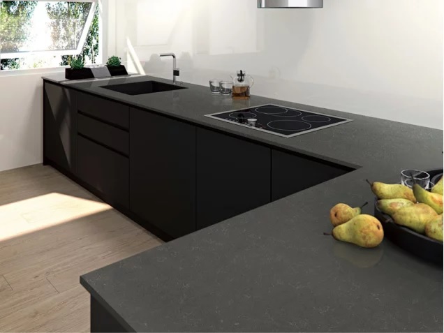 black kitchen worktops