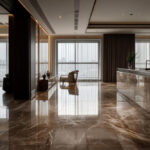 Living room area of a luxury condominium suite