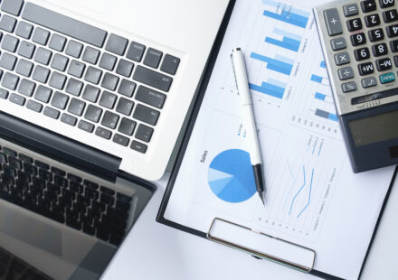 laptop and a graph