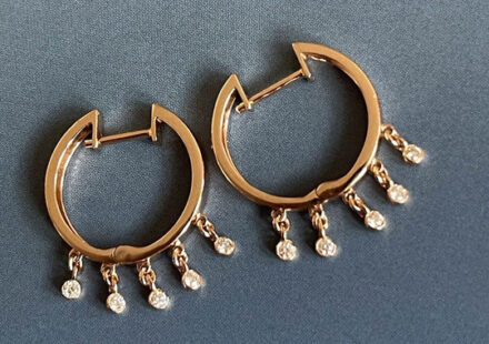 18ct Rose Gold Diamond Hoop Earrings