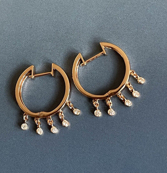 18ct rose gold diamond hoop earrings