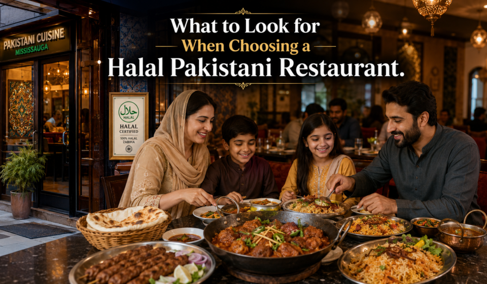 Halal Pakistani restaurant in Mississauga with family dining, karahi, biryani, seekh kebabs, and naan.