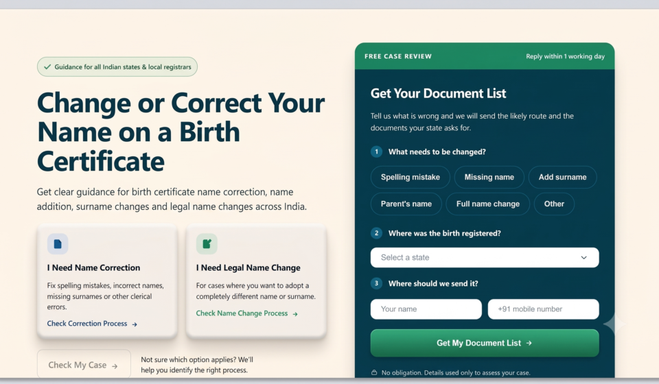 Birth Certificate Name Change