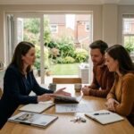 Estate agent explaining property details to UK home buyers