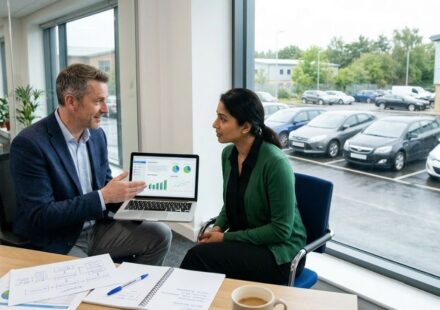Effective car fleet strategy being reviewed by a fleet manager