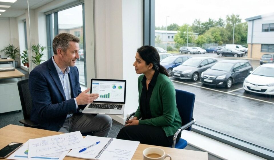 Effective car fleet strategy being reviewed by a fleet manager